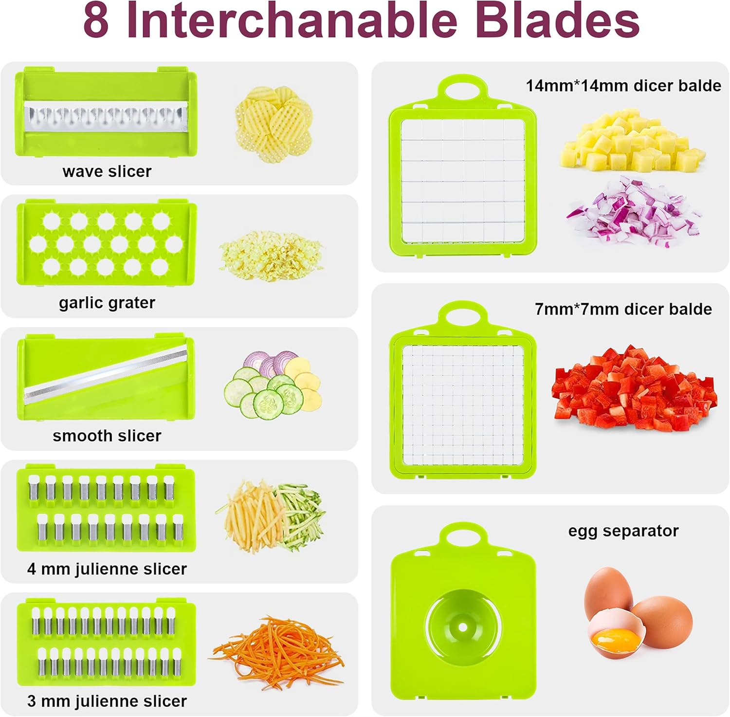 Vegetable Chopper,15-in-1 Multifunctional Food Chopper,Professional Onion Chopper with 8 Blades,Vegetable Cutter with Container for Salad,Potato,Carrot,and Garlic; Essential Kitchen Tool