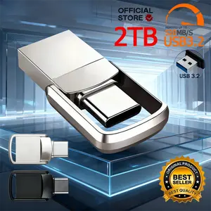 2TB Flash Drive USB3.2 Ultra Speed Metal U Disk Type C Memory Stick Waterproof SSD Storage Portable For PC Phone Data Transfer