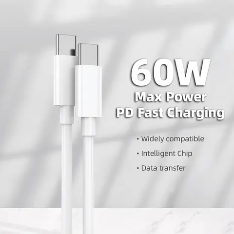 60W USB-C PPS PD Fast Electronic Metal Phone Charger with 1m 2-in-1 Charging-Data Sync Cable for Mobile Phones, iPhones, Tablets (MacBook, iPad Pro 12.9/11, Air 5/4, Mini 6, Samsung Galaxy)
