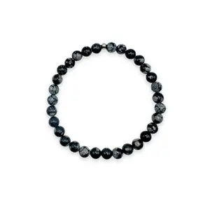Men's Snowflake Obsidian Mini Stacker Bracelet