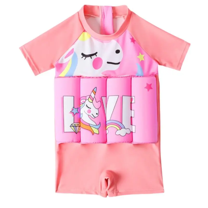 Children Buoyancy Swimsuit, Short-Sleeved Swimming Vest With Zipper For Easy On And Off, Buoyancy Suit Set With Adjustable And Removable Buoyancy, Children'S One-Piece Swimsuit Set, Suitable For Boys And Girls Floating Clothes