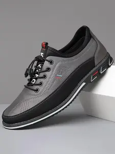 Men's Business Casual Shoes, Sneaker, PU Leather Upper & PVC Leather Sole, Plain Design, All-Season Comfortable Footwear for Men