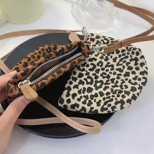 Soft Leopard Print Data Cable Organizer Bag with Detachable Strap, Small Square Pouch for Daily & Formal Use, Fashionable Women's Accessory, Travel Essentials