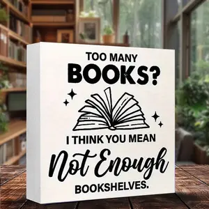 Book Square Desktop Ornament, Creative Desktop Decoration, 1 Count Book Themed Desktop Ornament for Home Office School, Home Decor, Gift Ideas, Desk Signs Ornament