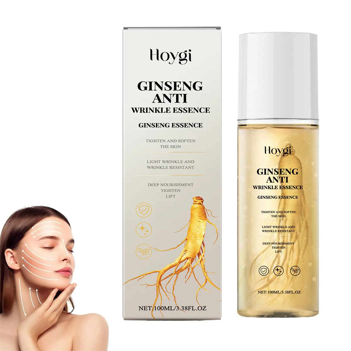 Natural Ginseng Anti-Aging Plant Serum - 100ml Wild Himalayan Ginseng Extract, Peptides, Daily Hydrating Moisturizer Essence for Sensitive Skin Types, Wrinkle Care, Firming, Rejuvenate