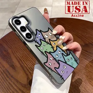 Suitable For Samsung S24 ULTRA PLUS S25 S23 S22 Plus Ultra Rainbow Cat Crew Durable shockproof Anti-Scratch PC Protective Case Protector Screen Protector Cover Plastic