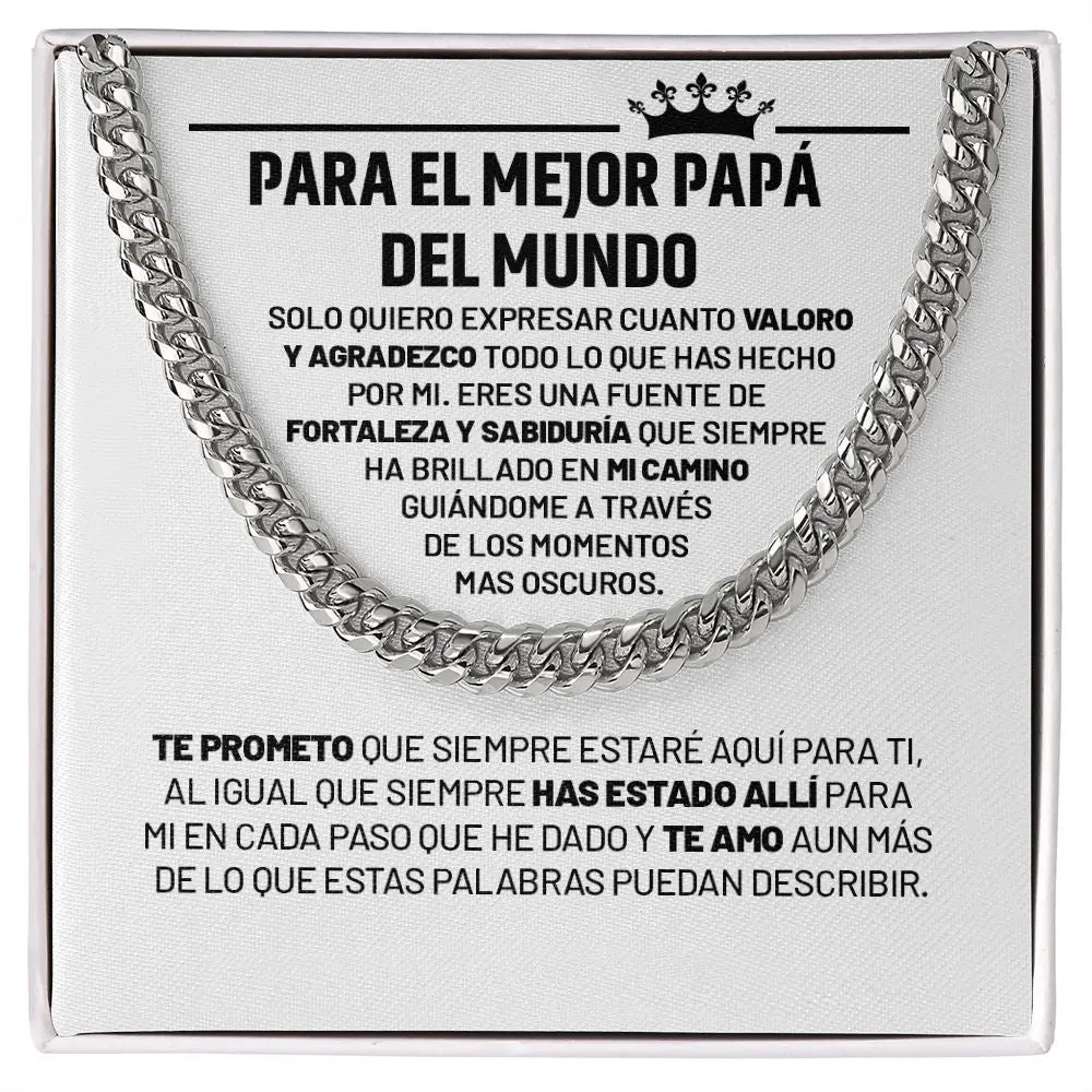 Para el Mejor Papá del Mundo, Cadena Cubana, Collar con cadena de eslabones cubanos para papá ("Te extraño"), regalo y joya para el Día del Padre, para hombres, regalo de hijo e hija