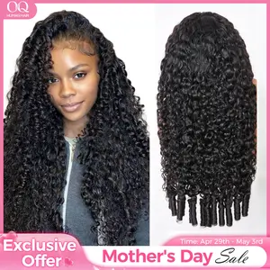 OQ HAIR Full Burmese Curly 13x6 Lace Frontal Glueless Wigs #4 Chocolate Brown Color 220% Density Water Wave Virgin Human Hair Wigs Pre Plucked Natural Hairline #SummerVibes