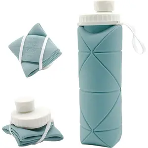 Collapsible Water Bottle Leakproof BPA-Free Silicone Foldable Reusable Lightweight Durable Drinkware Cup Washable Mug Tumbler Portable for Gym Camping Hiking