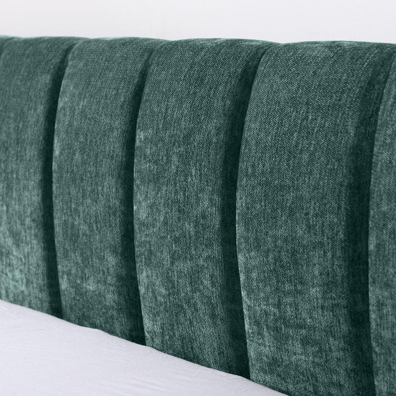 King Size Upholstered Bed Frame with Headboard and 4 Storage Drawers, Solid Bed Frame with Thick Fabric, Comfortable Upholstered Bed Frame, Chenille Fabric (86.5''*84''*29.5'')