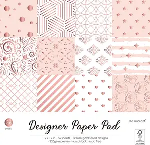 Desecraft 36 Sheets 12x12 Rose Gold Cardstock Scrapbook Decorative Paper for Card Making Journaling Origami Scrapbook Paper Scrapbooking Supplies