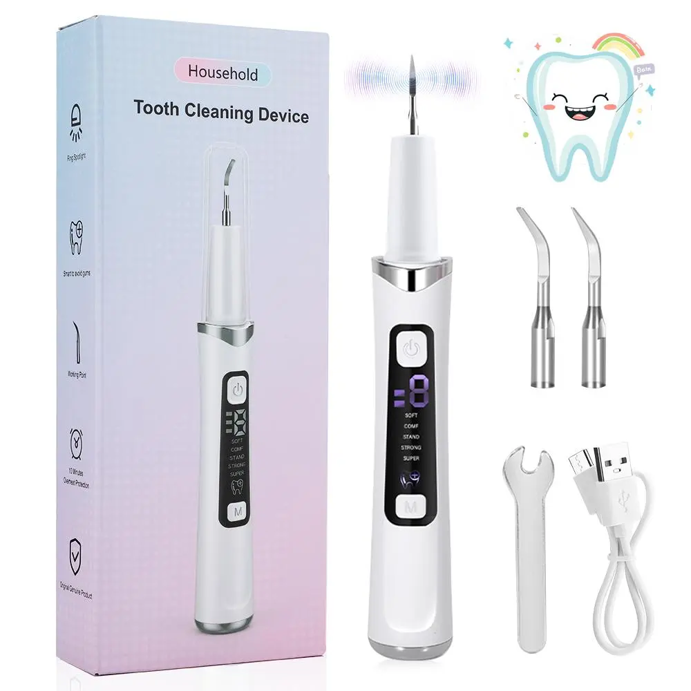 Electric Tooth Cleaner with LED Light, 4-Mode Multi-Mode Clean, 2 Cleansing Heads, Smart Off Auto Oral Care Tool, Cordless Dental Flosser