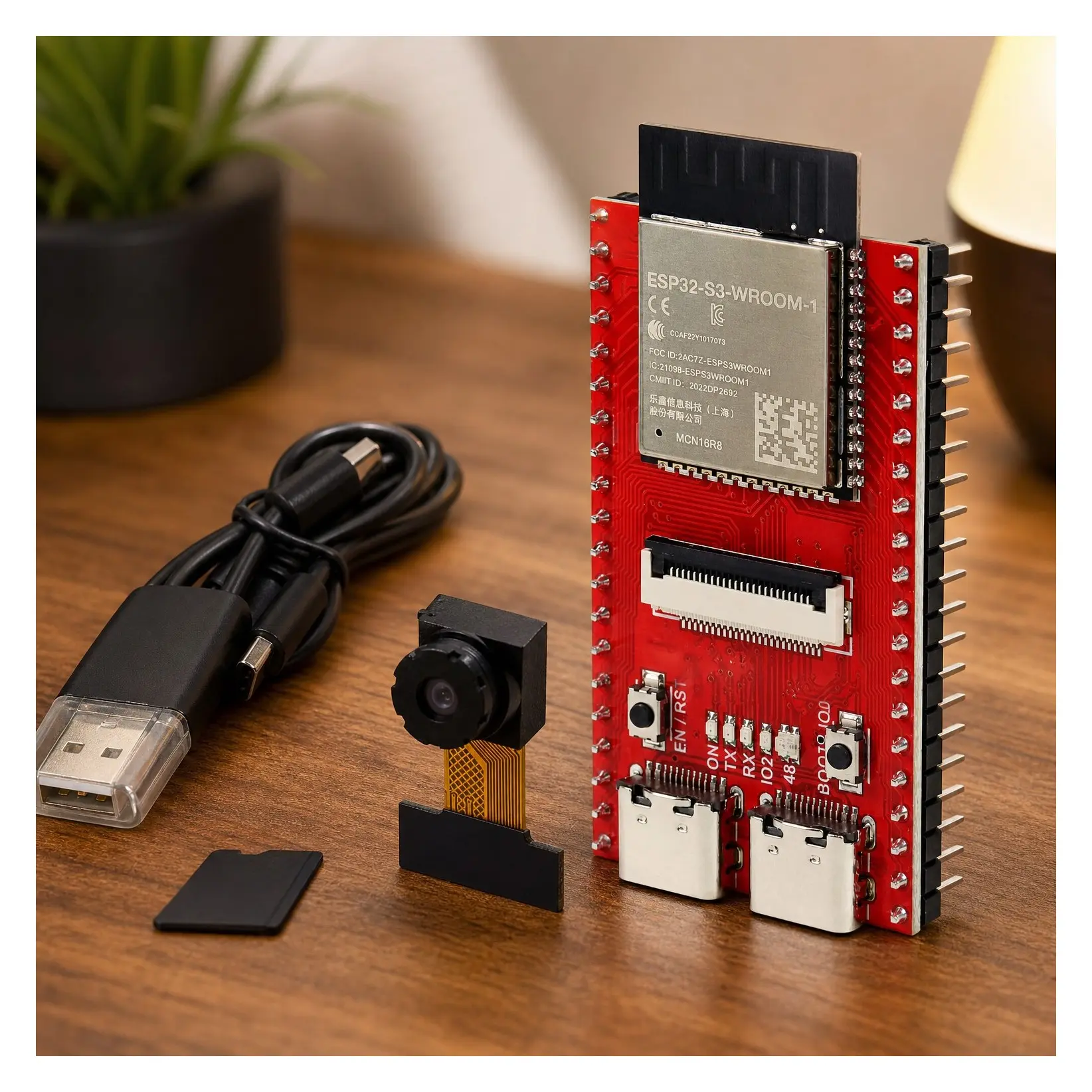 ESP32-S3 Camera Board Kit with 16MB Flash and 1GB Card, Dual-core 32-bit 240 MHz Microcontroller, USB-OTG Camera WiFi+Bluetooth, Python C Code, Example Projects and TutorialsGift