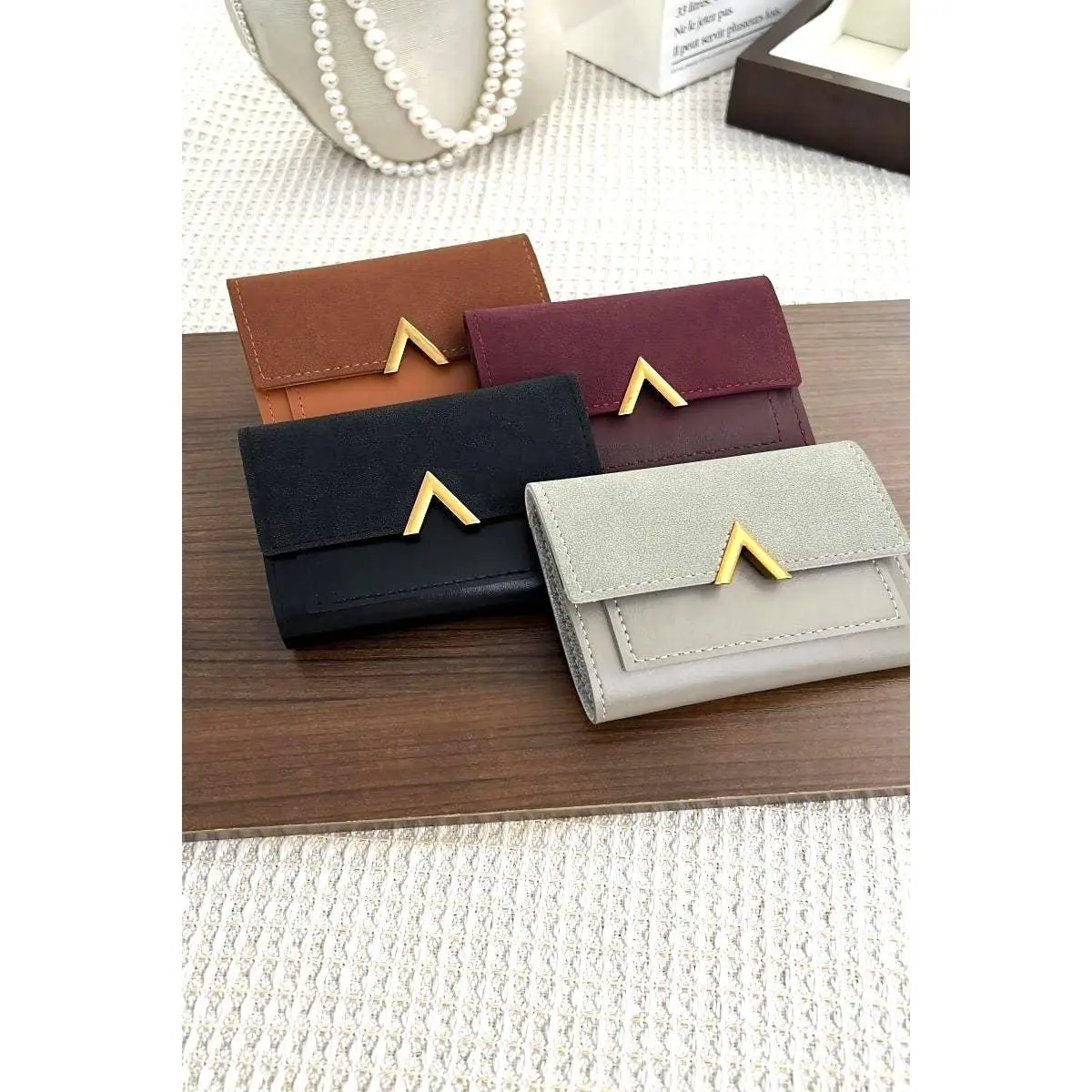Vegan Leather Compact Trifold Wallet