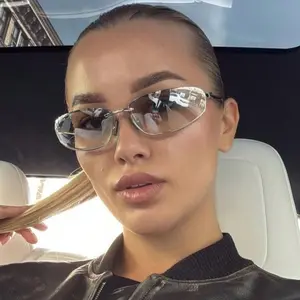 Oval Frameless Y2K Luxury Sunglasses High-end Styling Punk Design for Women Unisex Outdoor Retro Personality Fashion