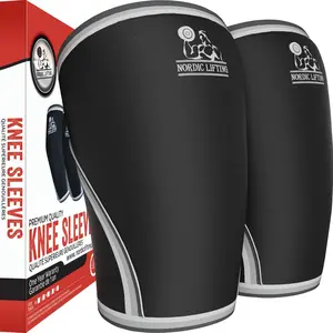 Knee Sleeves (1 Pair) Support & Compression for Weight, Power & Cross Training - 7mm Neoprene Sleeve for The Best Squats - Both Women & Men