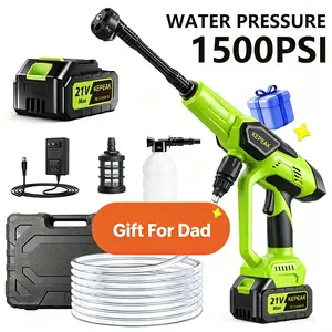 【Father's Day Gift】KEPEAK 1500PSI Cordless Pressure Washer, 2 Rechargeable Battery-Powered Wireless Portable Cleaner with Nozzle, Car Wash Equipment for Car Detailing, Detailing Products & Tools and Gadgets for Him