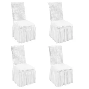 summervibes VEVOR Stretch Spandex Folding Chair Covers, Universal Fitted Chair Cover with Skirt, Removable Washable Protective Slipcovers, for Wedding, Holiday, Banquet, Party, Celebration, Dining (4 PCS White)