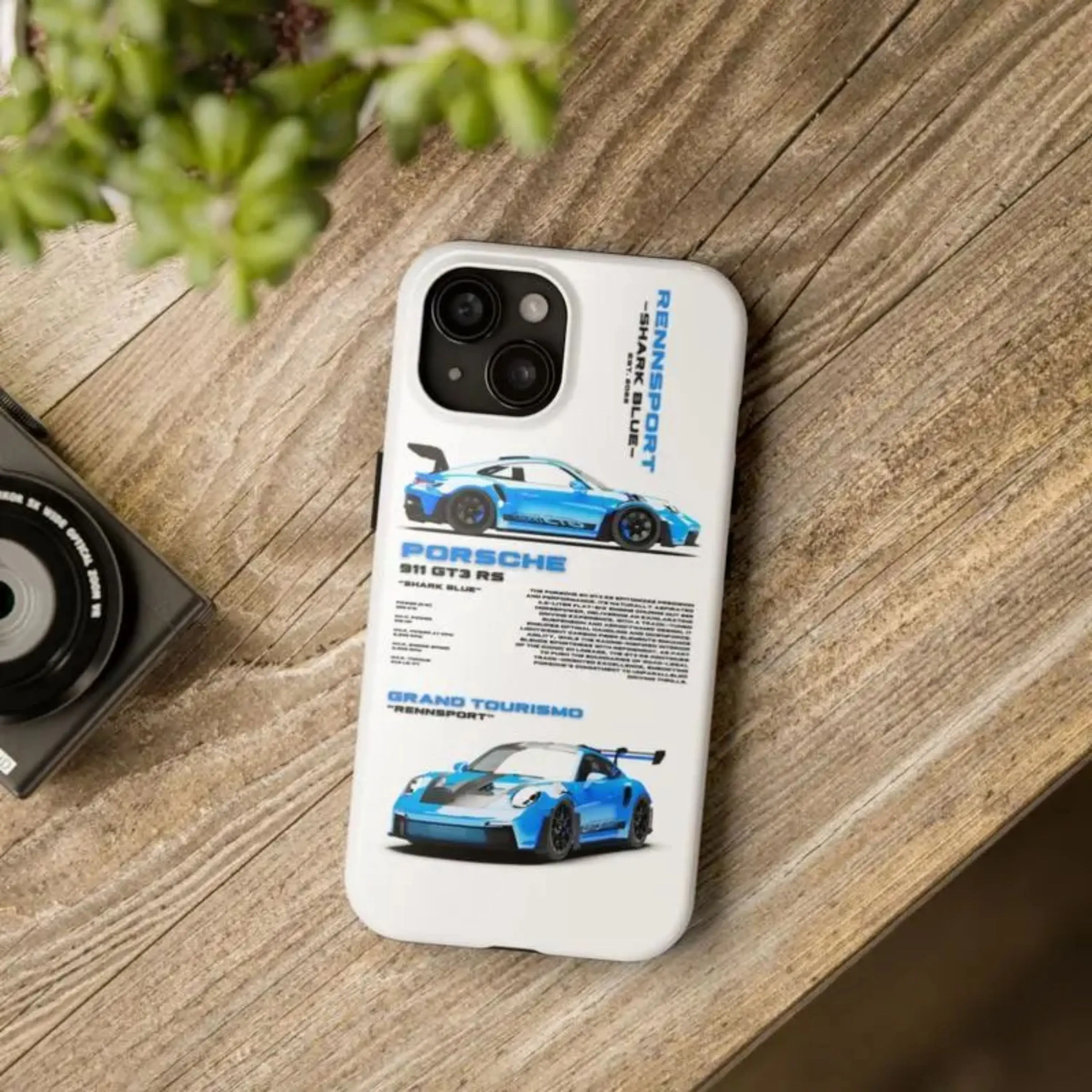 Blue Porsche GT3 RS Tough Phone Case - Drop-Resistant, Scratch-Resistant, 2-In-1 Design - Compatible with iPhone and Samsung Devices