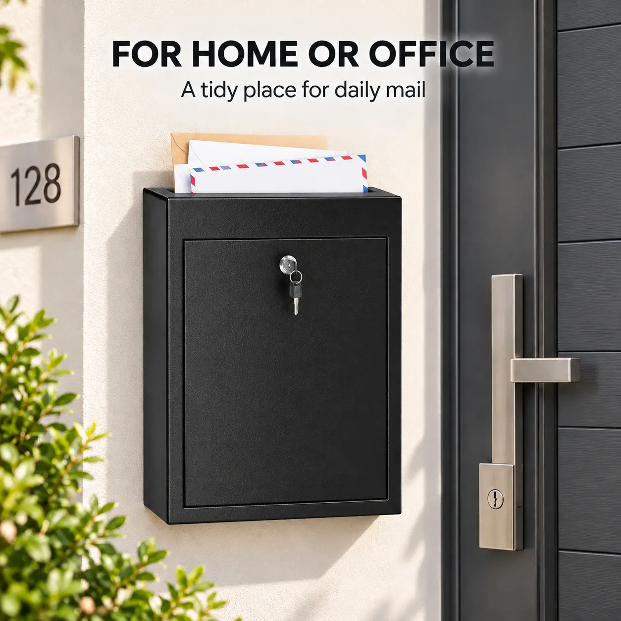 MaxGear Wall-Mount Metal Suggestion Box with Lock and Slot, Large Steel Drop Box with 2 Keys, 10 x 2.9 x 13 Inch Collection Box for Comments, Letters, Documents, Mail, Employee Suggestions, Home Office, School, Business and Reception