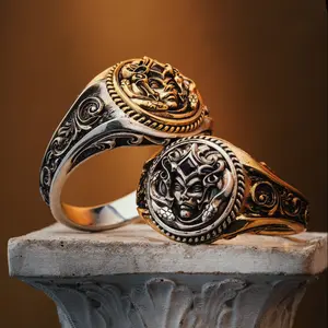 Medusa Signet Ring, Fashion Handcrafted Jewelry Statement Ring for Daily Wear
