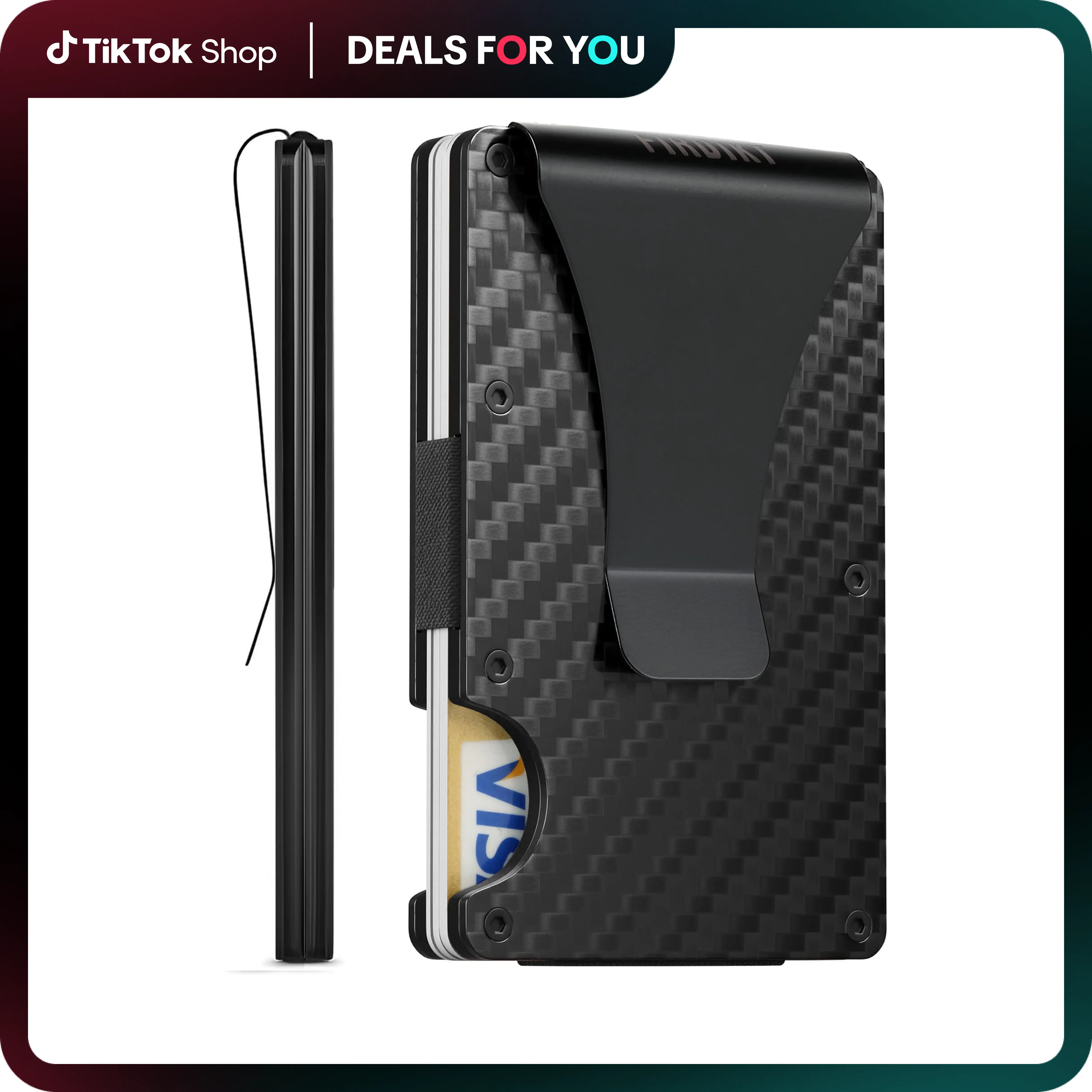 Carbon Fiber Wallet, Metal Money Clip Wallet, Minimalist Wallet for Men, Slim Aluminum Holder Pocket Cash Credit Card Holder country wallet, Compact S