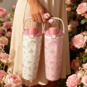 1pc 30oz Floral Bow Stainless Steel Insulated Cup, Cold & Hot Water Bottle, Travel Mug, Vacuum Insulated Tumbler, Gym, Home, Office, School, Holiday Gift