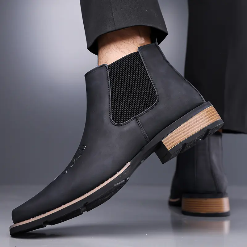 Luxury Embroidered Cowboy Boots, Slip-On Design, Matte Leather Non-Slip ...