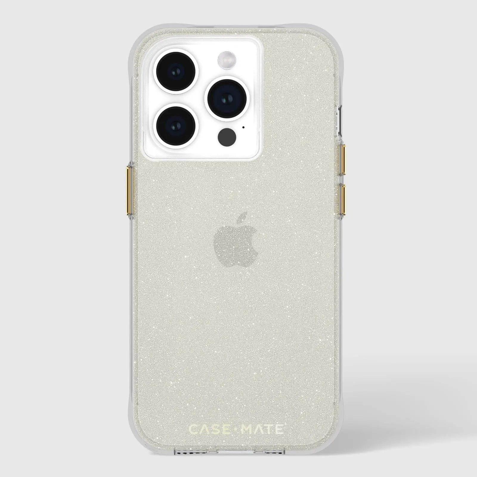 Sheer Crystal Gold Casing for iPhone 15 Pro, Compatible with Smartphone, Handheld, and Cellphone Devices