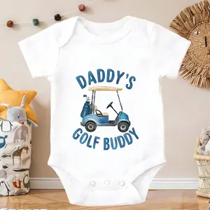 Daddy's Golf Buddy Cart Print Baby Bodysuit Casual Short Sleeve Romper | Casual Triangle Style Romper Newborn Gift Short Sleeve Baby Bodysuit New Born, Baby Shower Gift New Parents Gift