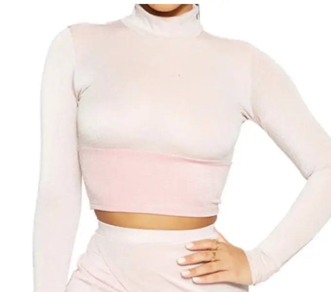 Naked Wardrobe Pink Shimmer Crop top Size medium