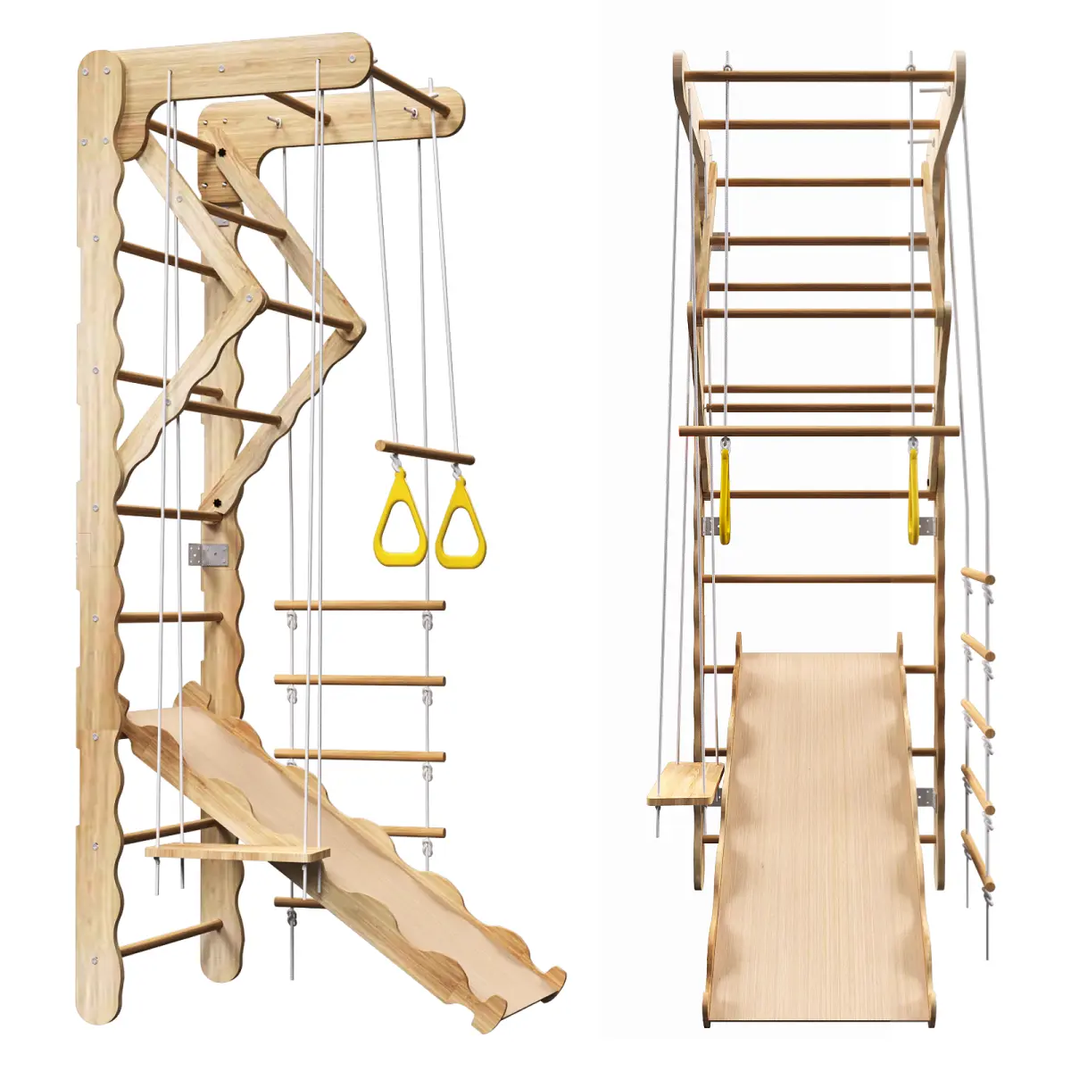 Natural Pine Toddler Pikler Triangle Set - Foldable Montessori Climbing Gym, 100 lbs Capacity, Wall-Mounted Unisex Ladder Climber for Birthdays, Nursery, Developmental Motor Skills, Encourages Independence