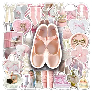 50Pcs Ballet-Inspired Cartoon Stickers, Waterproof Decorative Phone Case & Luggage Labels, Creative DIY Accessories