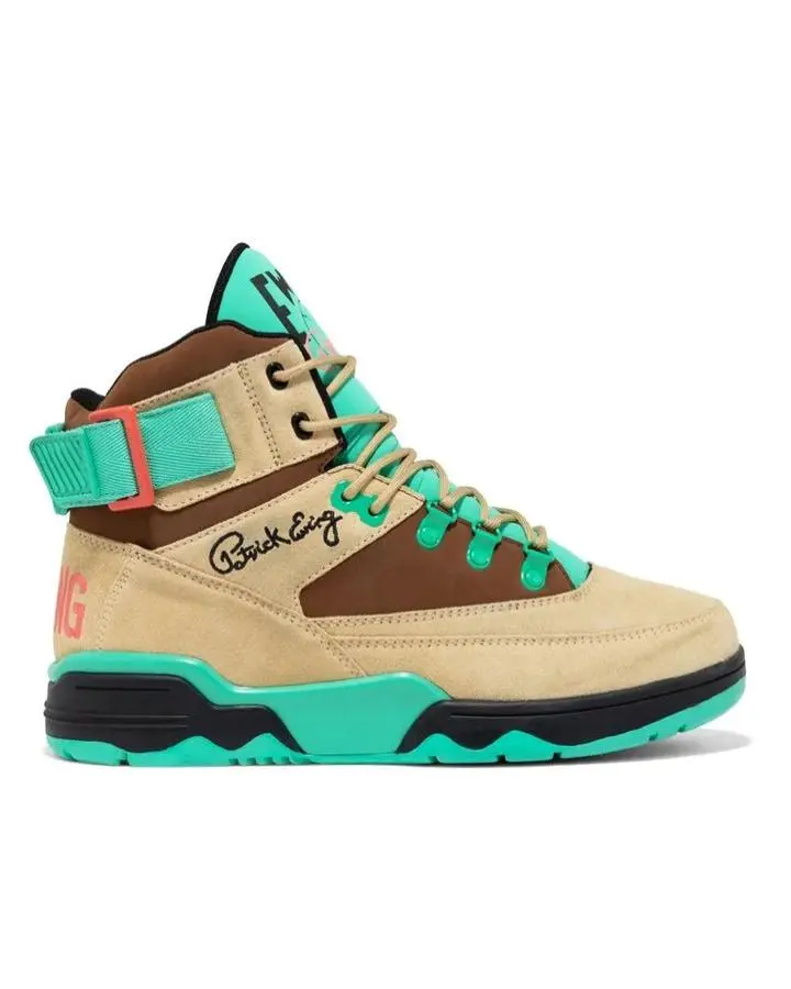 Ewing Athletics Patrick Ewing 33 HI WINTER Beige Mint Leaf Men's Basketball Sneakers Lace-Up Closure Stylish Performance Footwear