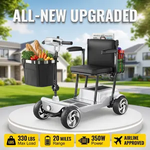 [All-New] Fritton Travel Mobility Scooter - Airline Approved, 330lbs Heavy Duty Capacity, 15 Miles Range, Foldable & Portable Power Scooter for Seniors