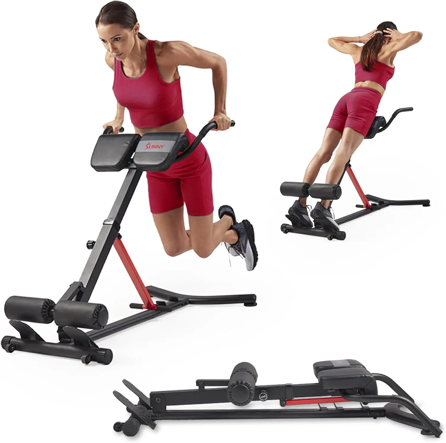 Transform Your Home Workouts with the Sunny Health & Fitness Multi-Function Roman Chair – Versatile Strength Training Equipment for Glutes, Core, and Lower Body! Perfect Dip Station and Sit-Up Bench for Your Home Gym!