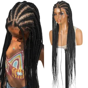 SuperNova 36" Full Lace Knotless Braided Wig | Natural Cornrow Braids, Sleek Top Design, Face-Framing, Wear & Go
