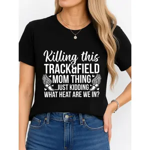 Track And Field Mom T Shirt Black Sporty Casual Wear Personalized Unisex Women Top All Season Comfortable Breathable Short Sleeve Tee Fits Any Outfit Made In Usa