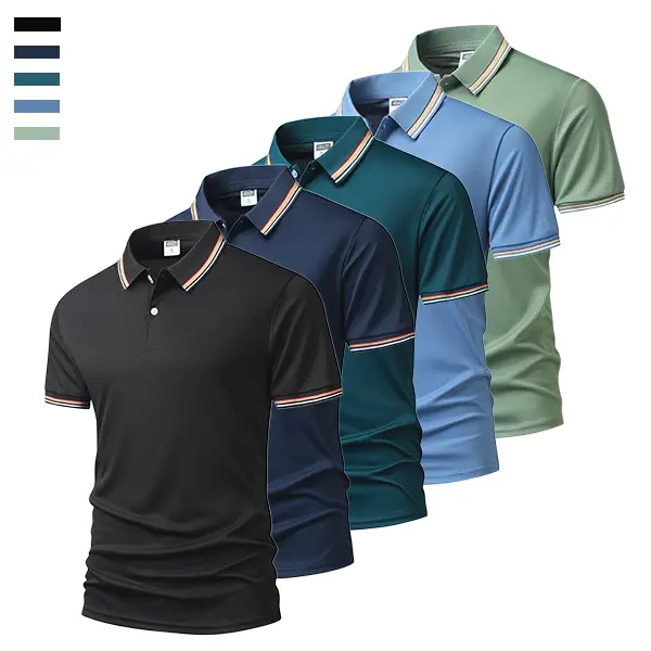 Men's Five-Pack Polo Shirts Multi-color Combination Striped Design Simple Comfortable for Home Business Sports Commuting