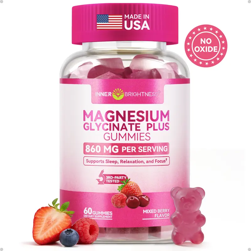 INNER BRIGHTNESS Clean Magnesium Complex Gummies, Sugar-Free, 860mg with 3 Essential Magnesium—Glycinate, Taurate, and Citrate—for Sleep, Muscle & Heart Health #SummerVibes