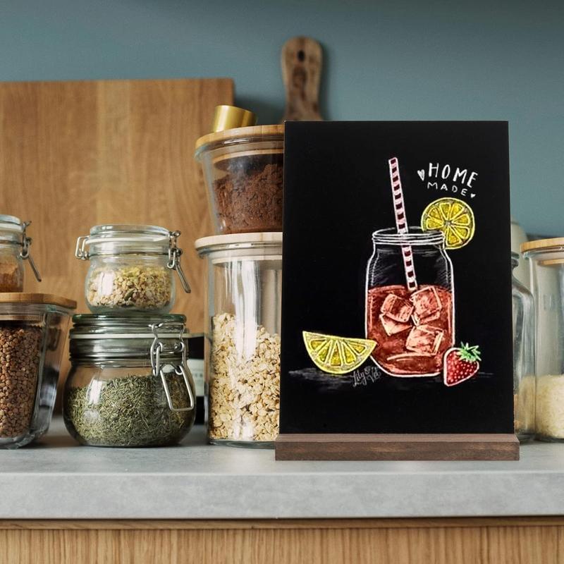 1Set Small Chalkboard Words Sign, 6 x 9 Inch Tabletop Decorative Chalk Board, Mini Double-Sided Erasable Message Menu Board for Food, Business, Wedding, Party