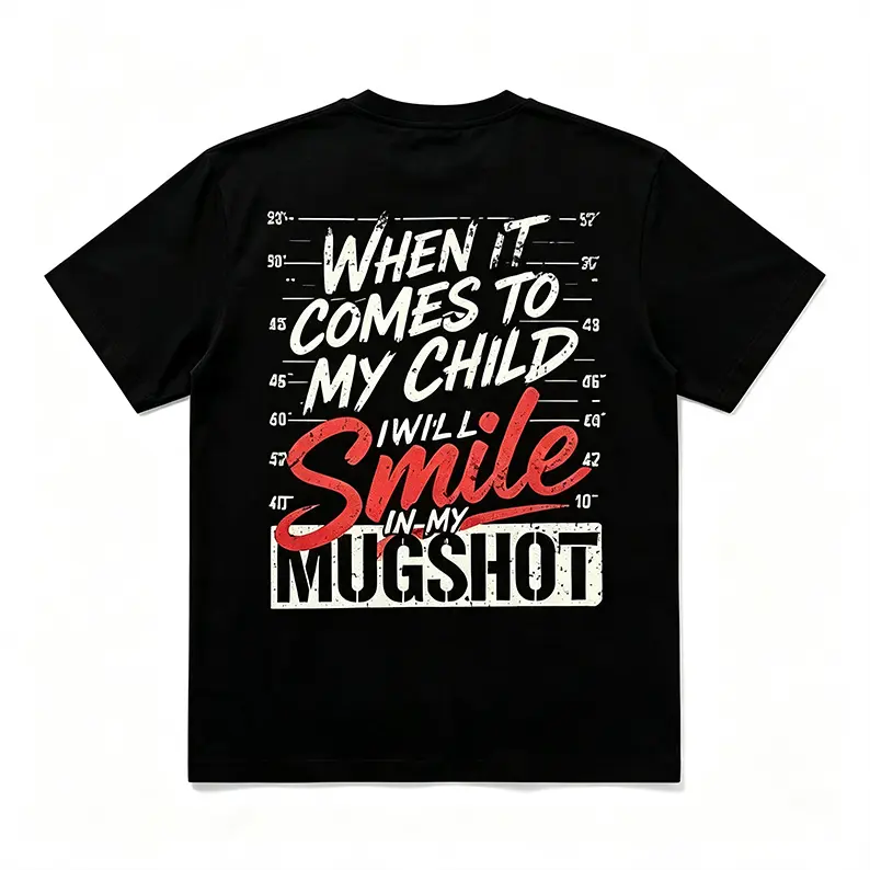 Menswear Oversized Short-Sleeve Tops - Dad Gift T-Shirt, "When It Comes To My Child" Protective Parent Bold Graphic Layer Tee