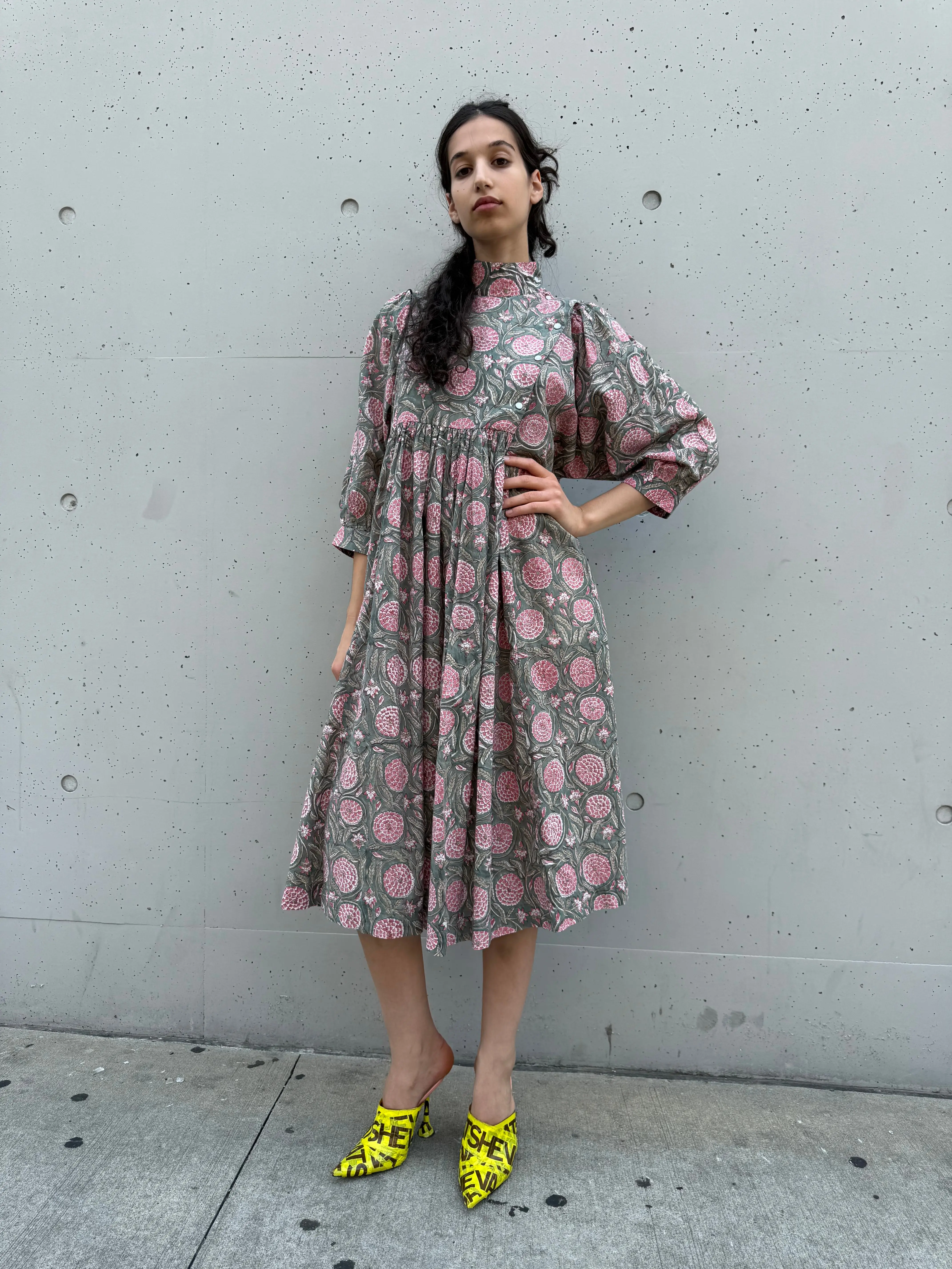 Snap Smock Dress in Tea Rose Floral