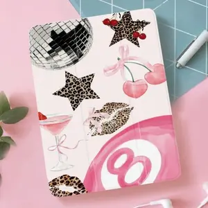 Creative leopard print and star pattern, with adjustable stand and pen slot, foldable non-slip TPU protective case, suitable for Samsung, iPad mini, iPad Air, iPad Pro/iPad 10th generation, 11th generation and other iPad series protective cases.