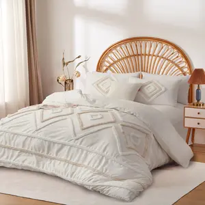Boho Plush Bedspread Set, Microfiber Bedding Set, Zipper Closure, Includes 1 Quilt Cover and 1/2 Pillowcases, Soft Comfortable Bedroom Linen, Home Use