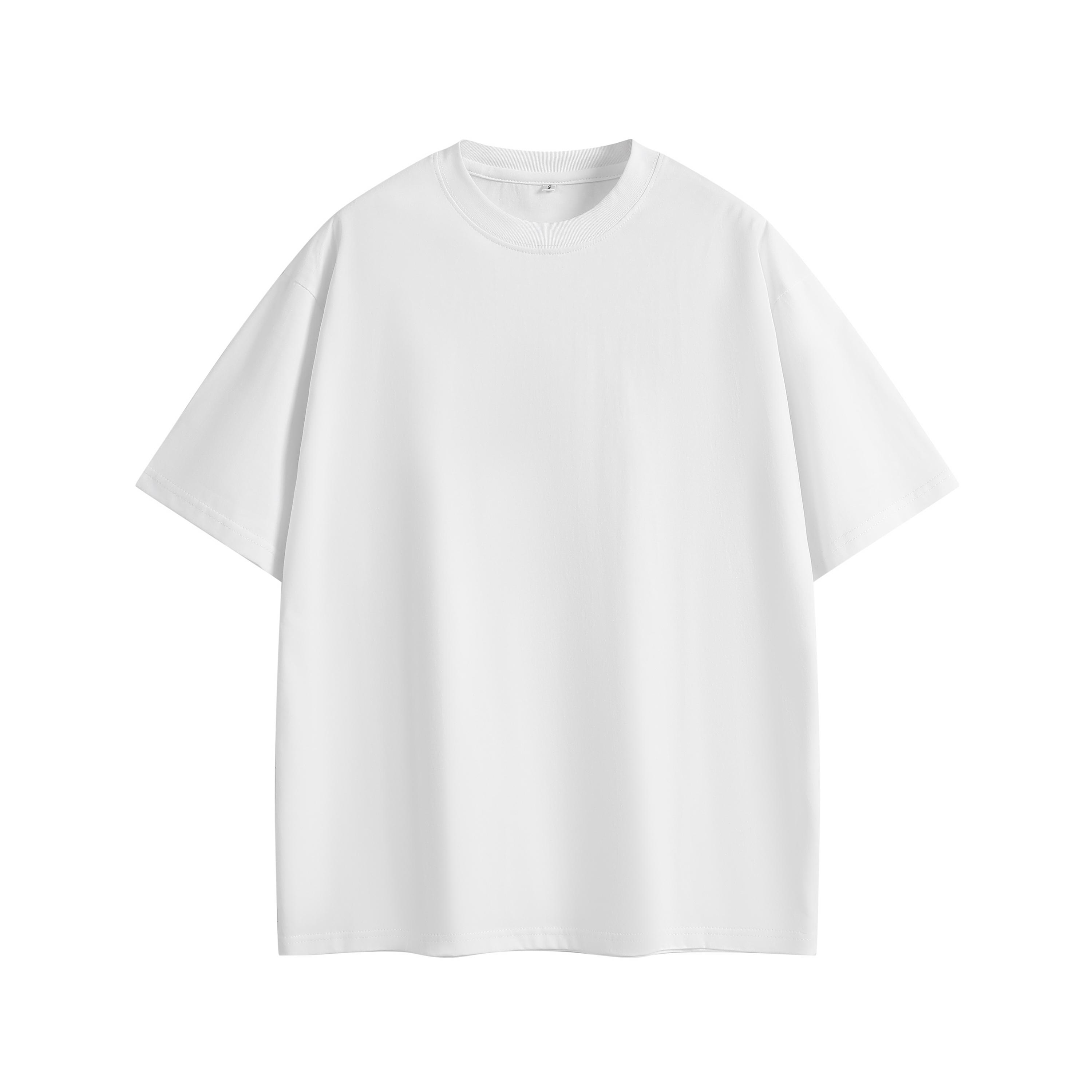 Unisex summer solid-color short-sleeve T-shirt made of pure cotton, relaxed drop-shoulder fit, moisture-wicking and breathable, skin-friendly and comfortable.