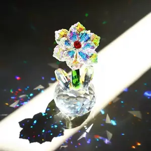 Colorful Prism Crystal Sunflower - Sparkling Desktop Ornament & Suncatcher Decor | Creative Gift for Mom, Girlfriend & Kids on Mother's Day, Graduation, Anniversary & Birthday