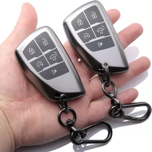 2-Pack Key Fob Cover Fits 2022 2023 2024 2025 2026 GMC Sierra, Chevy Silverado 1500/2500HD/3500HD, TPU 5-Button Case (Grey)