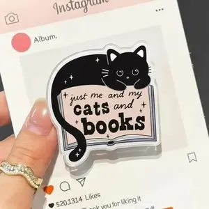 Just Me and My Cat and Books MagSafe Phone Grip, Cat and Books  Phone Holder, Book Lovers Gift, Accessory for Cat Lovers