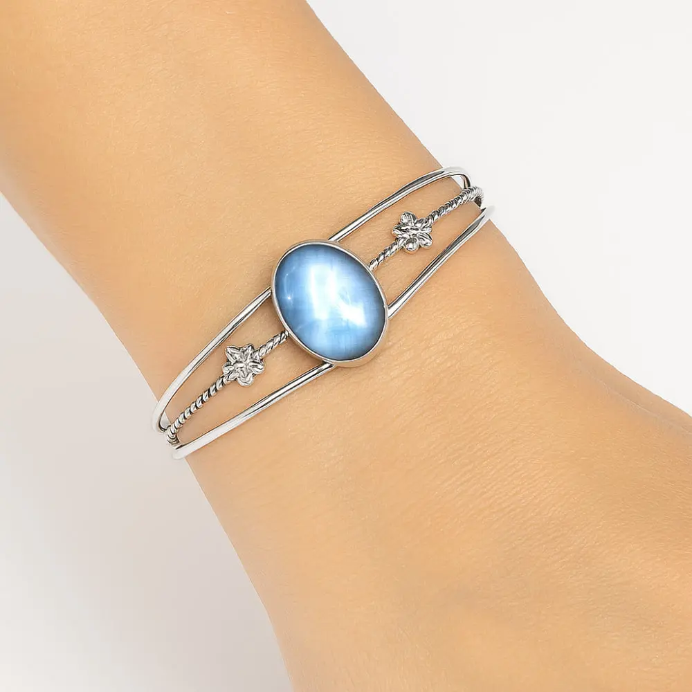 Premium Quality Rainbow Moonstone Cuff Bangle Bracelet B-1012 26-EB10148